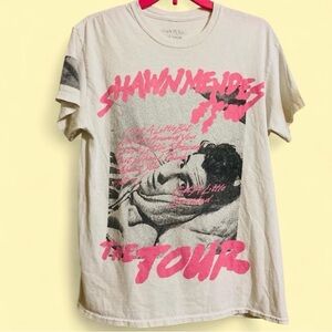 💕 3/$30 SALE! Shawn Mendes The Tour Short Sleeve Tee - Pink Print on Cream 💕
